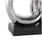12" Silver Abstract Family Figures Decorative Sculpture with Black Rectangular Base